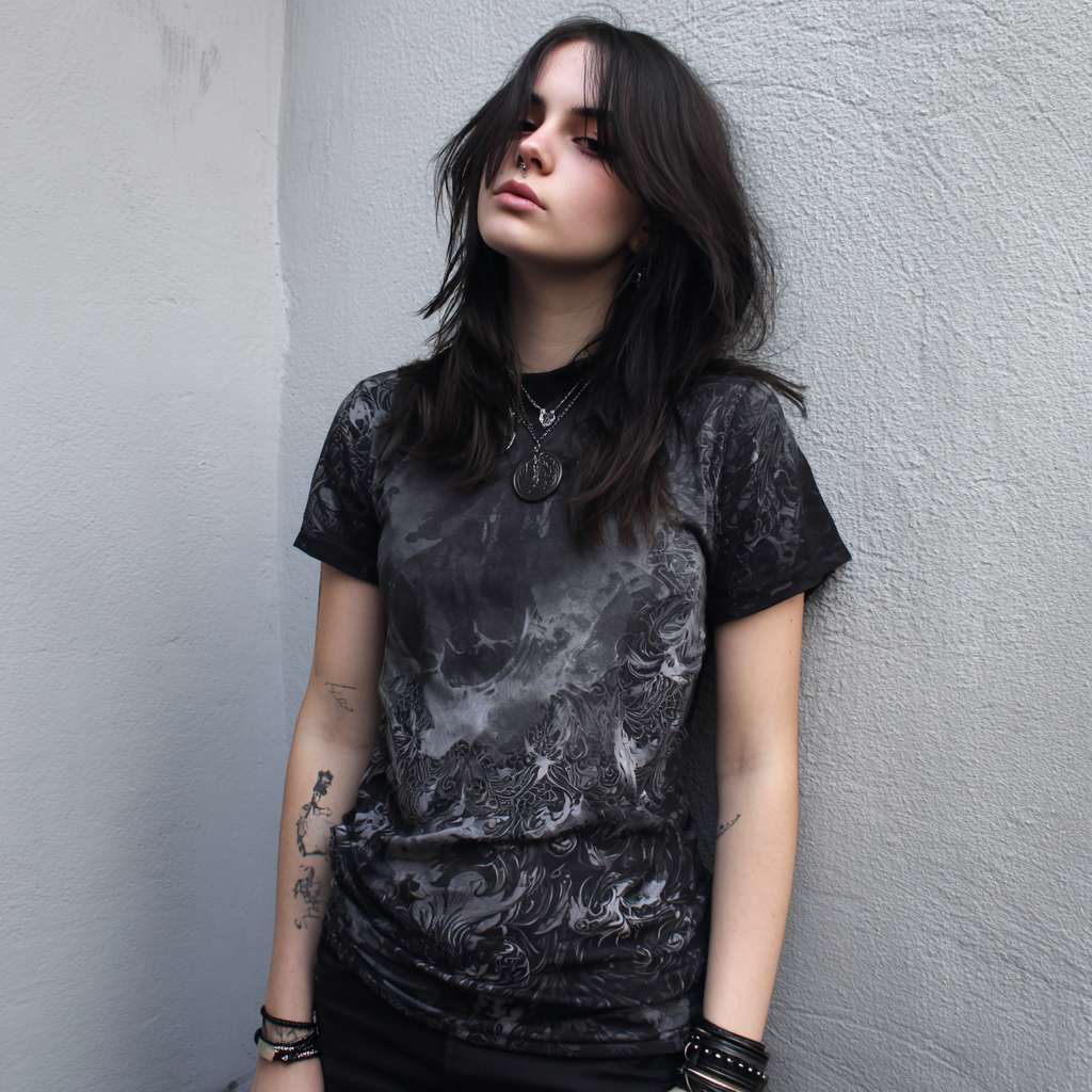 STS260107 100% Polyester 180GSM Adult T-shirt with Digital Black & White Print