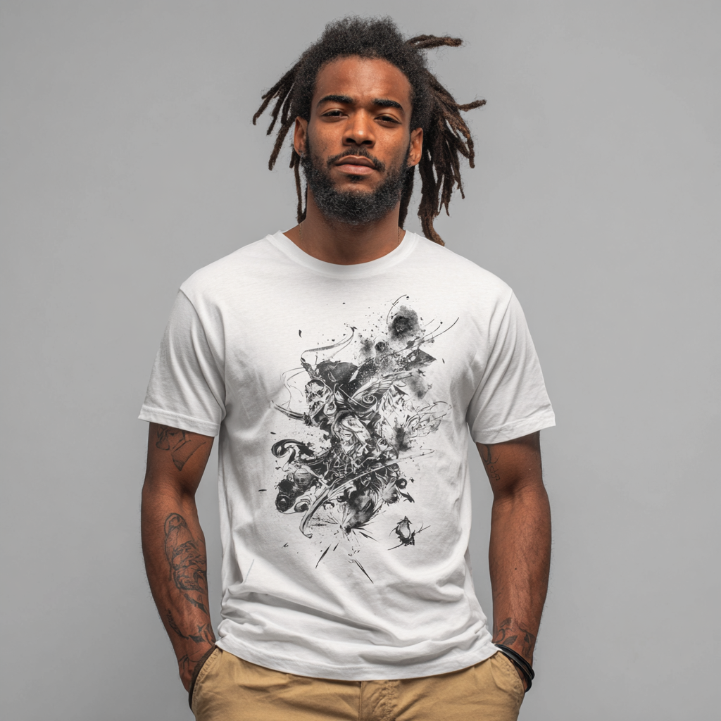 STS251236 100% Polyester 180GSM Adult T-shirt with Pirates & Skull print