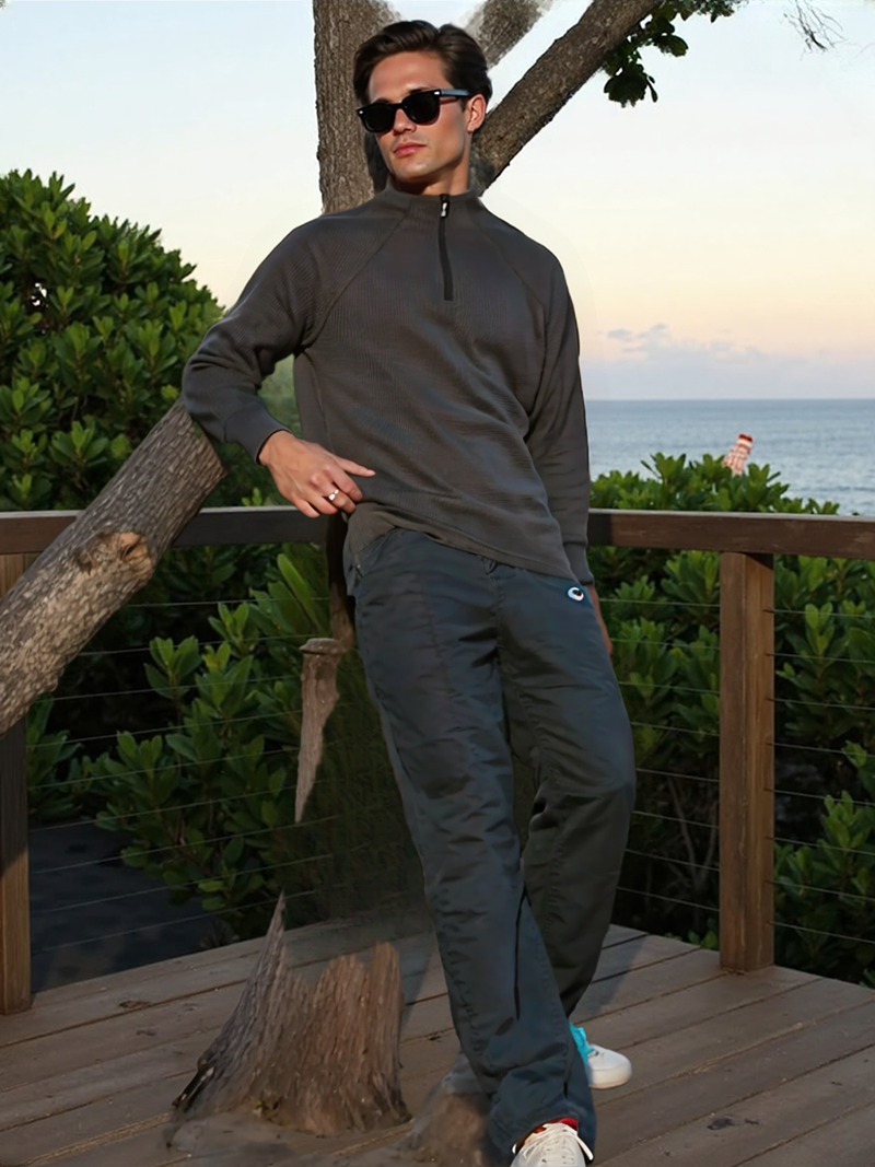SWT250906 100% Polyester Fleece 220 GSM 1/4 Zip Men's Long Sleeve Sweatshirt Charcoal Grey