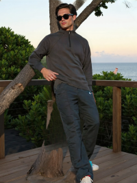 SWT250906 100% Polyester Fleece 220 GSM 1/4 Zip Men's Long Sleeve Sweatshirt Charcoal Grey