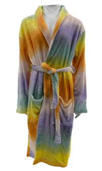 BAR250401 Womens 100% Polyester Coral print Fleece bathrobe