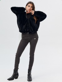 WHO250401 100% Polyester Fur Womens Hooded Jacket
