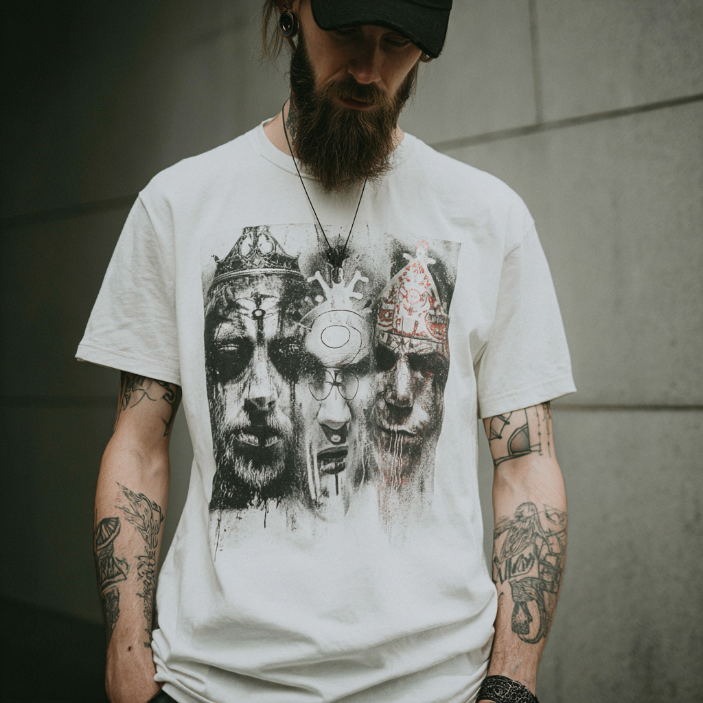 STS251209 100% Polyester 180GSM Adult T-shirt with Gothic Style print