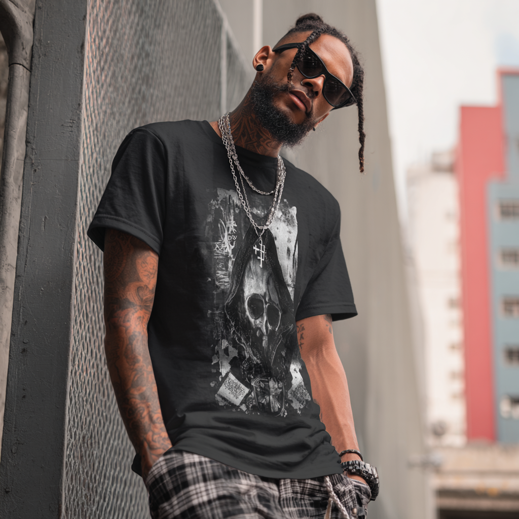 STS260119 100% Polyester 180GSM Adult T-shirt with Digital Black & White Print