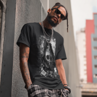 STS260119 100% Polyester 180GSM Adult T-shirt with Digital Black & White Print