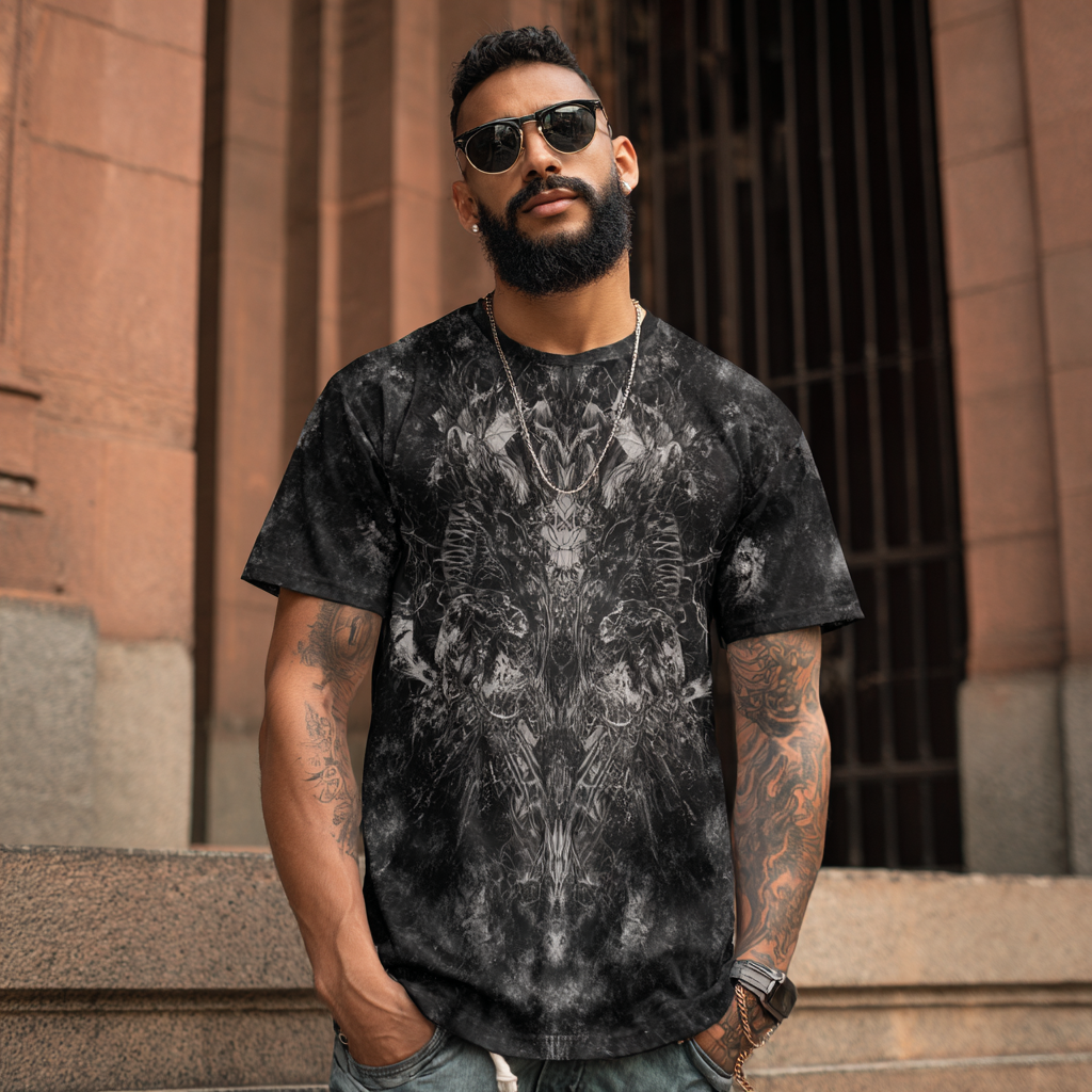 STS260120 100% Polyester 180GSM Adult T-shirt with Digital Black & White Print