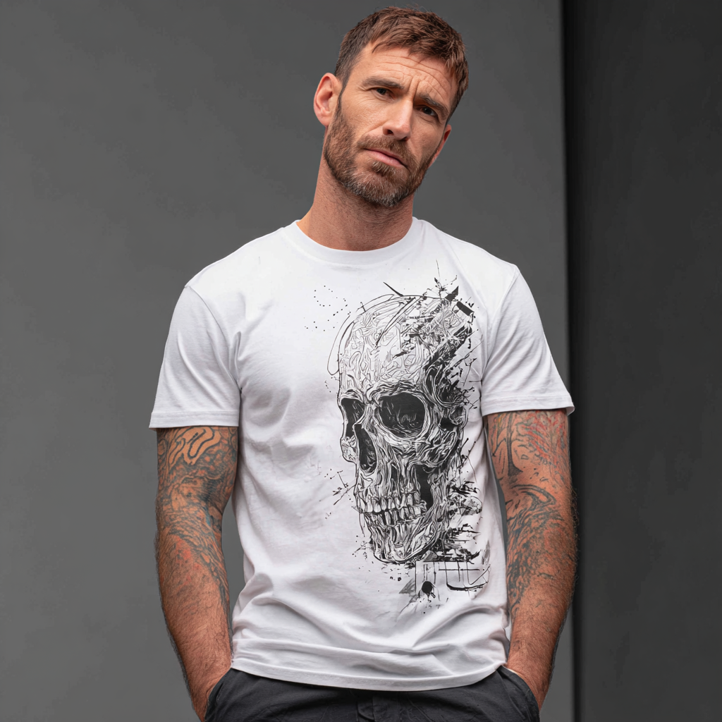 STS251250 100% Polyester 180GSM Adult T-shirt with Pirates & Skull print