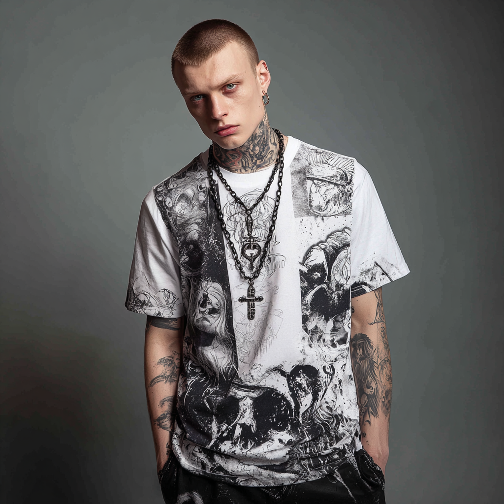 STS260140 100% Polyester 180GSM Adult T-shirt with Digital Black & White Print