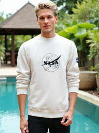 SWT250903 100% Polyester Fleece 240 GSM Men's Long Sleeve Sweatshirt White