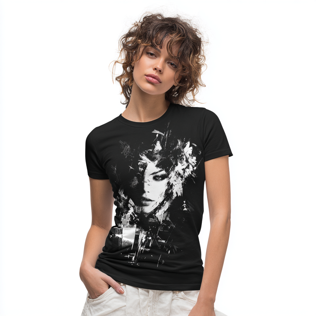 STS260125 100% Polyester 180GSM Adult T-shirt with Black & White Bold Print