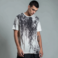 STS260139 100% Polyester 180GSM Adult T-shirt with Digital Black & White Print