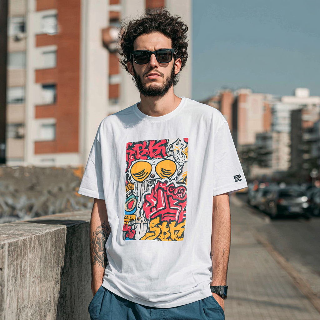 STS251224 100% Polyester 180GSM Adult T-shirt with Graffiti print