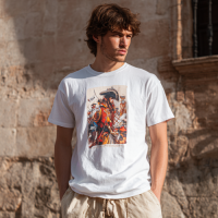 STS251244 100% Polyester 180GSM Adult T-shirt with Pirates & Skull print