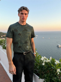 STS250901 100% Polyester Jersey Graphic Print Men's T-Shirt Olive Green