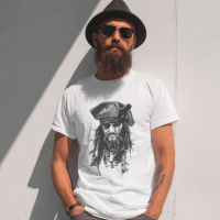 STS251245 100% Polyester 180GSM Adult T-shirt with Pirates & Skull print
