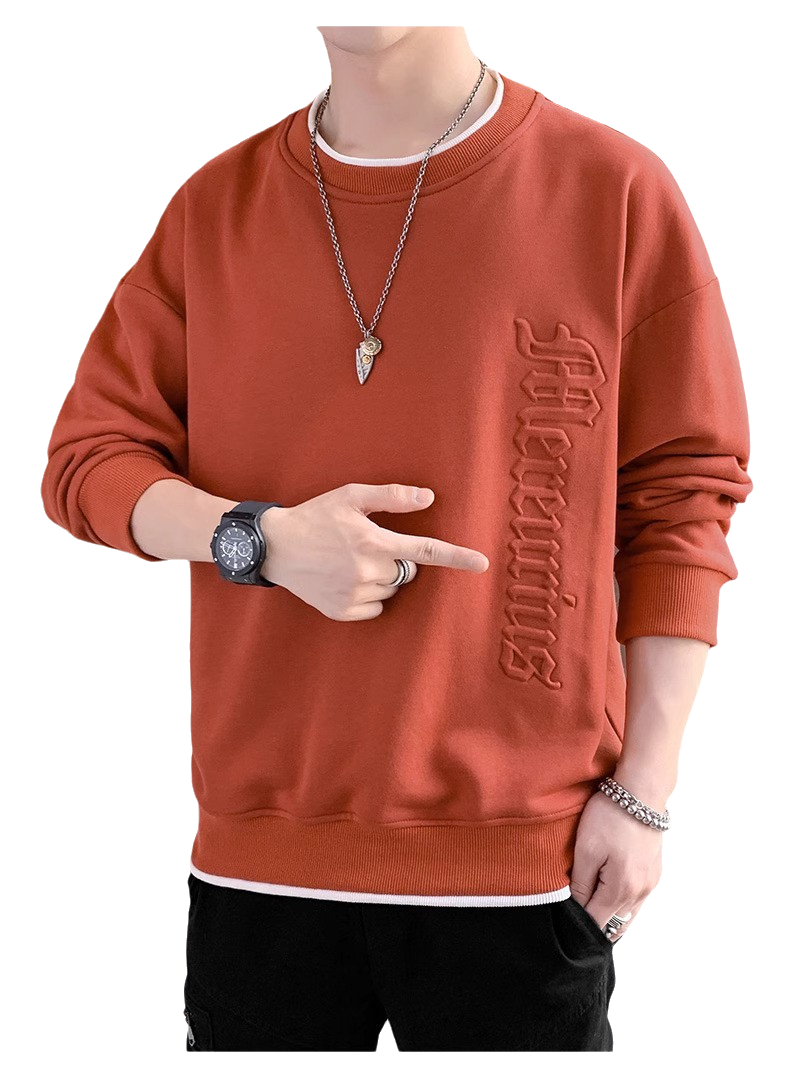 SWT250401 100% Polyester Mens Sweatshirt with 3D Self-matching Color Bold Print