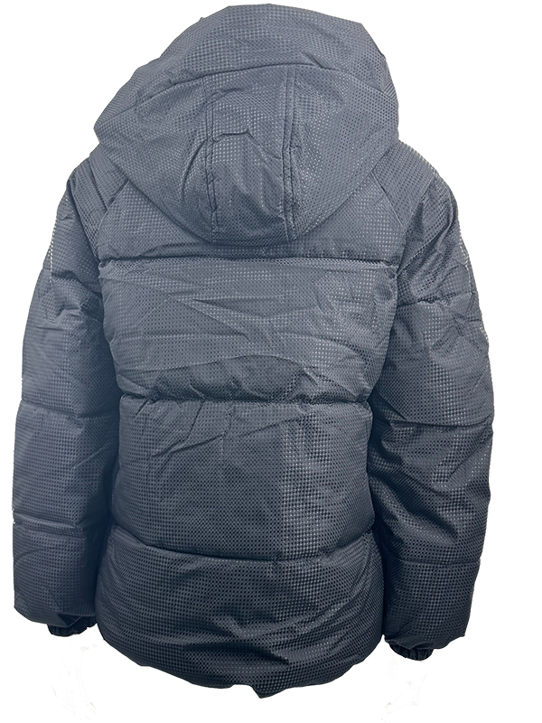 MPJ250402 Mens Textured Nylon Padded Jacket in Black with a Tan Badge