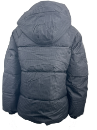 MPJ250402 Mens Textured Nylon Padded Jacket in Black with a Tan Badge