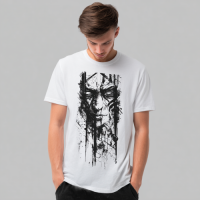 STS260162 100% Polyester 180GSM Adult T-shirt with Digital Black & White Print