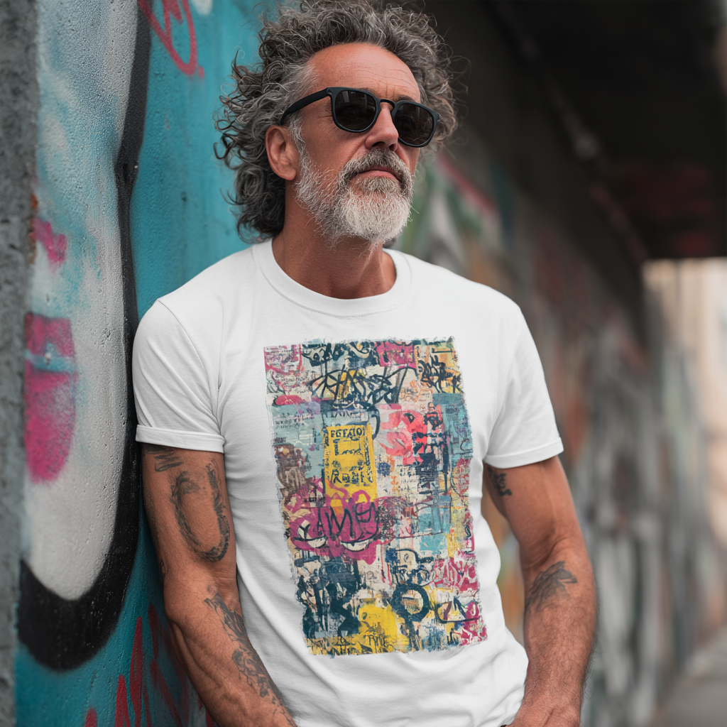 STS251220 100% Polyester 180GSM Adult T-shirt with Graffiti print