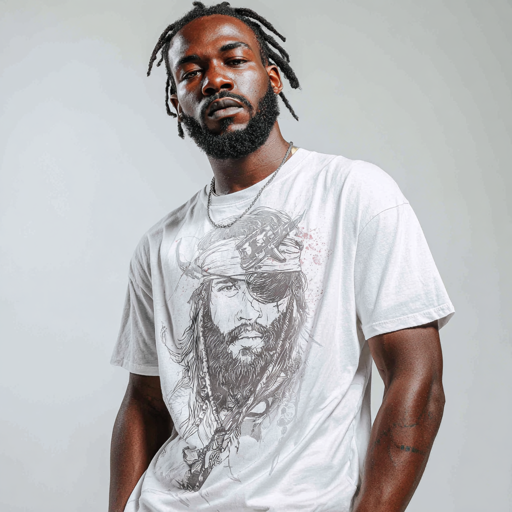 STS251237 100% Polyester 180GSM Adult T-shirt with Pirates & Skull print