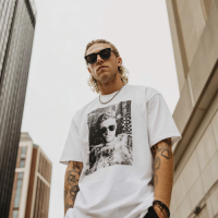 STS260159 100% Polyester 180GSM Adult T-shirt with Digital Black & White Print