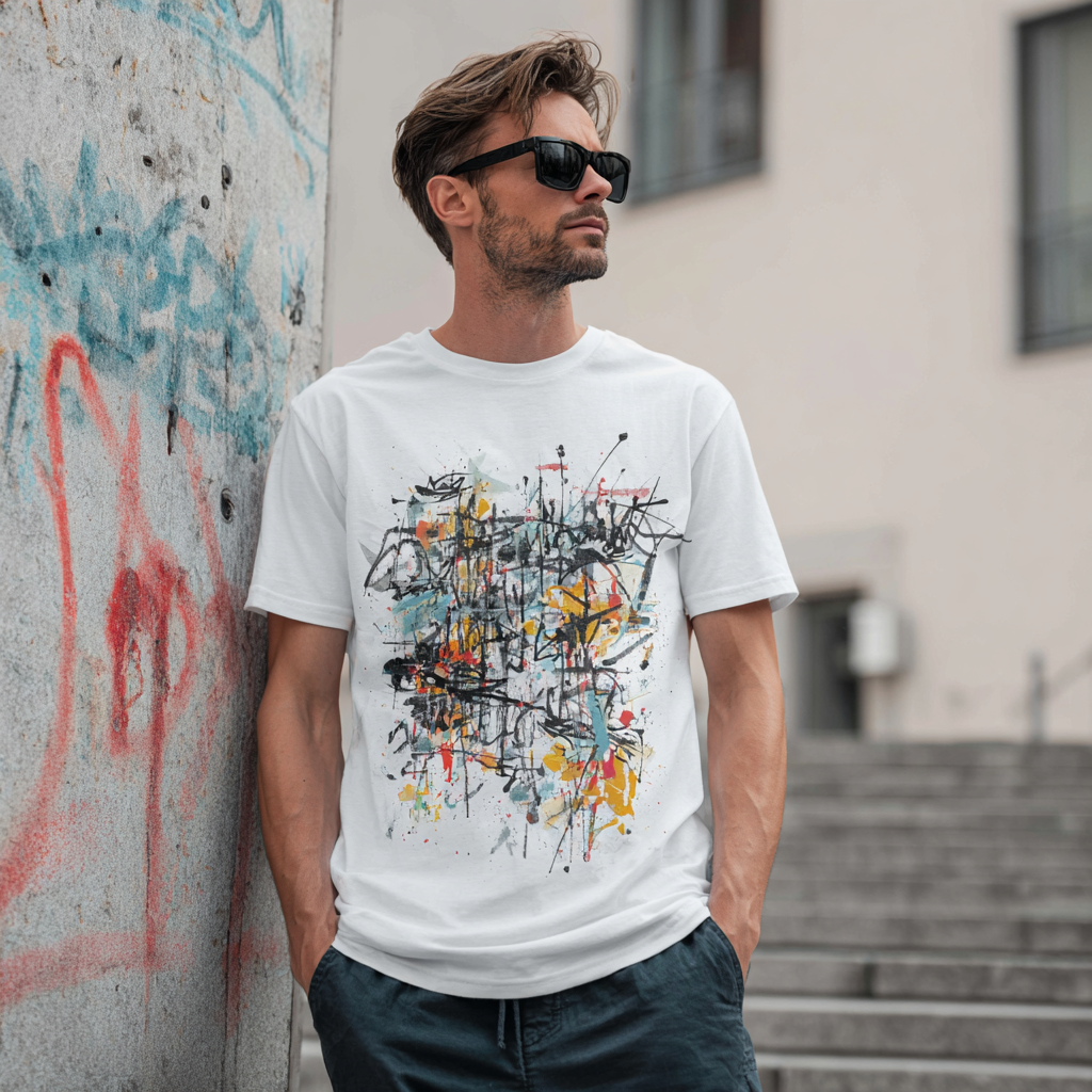 STS251230 100% Polyester 180GSM Adult T-shirt with Graffiti print