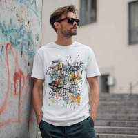 STS251230 100% Polyester 180GSM Adult T-shirt with Graffiti print