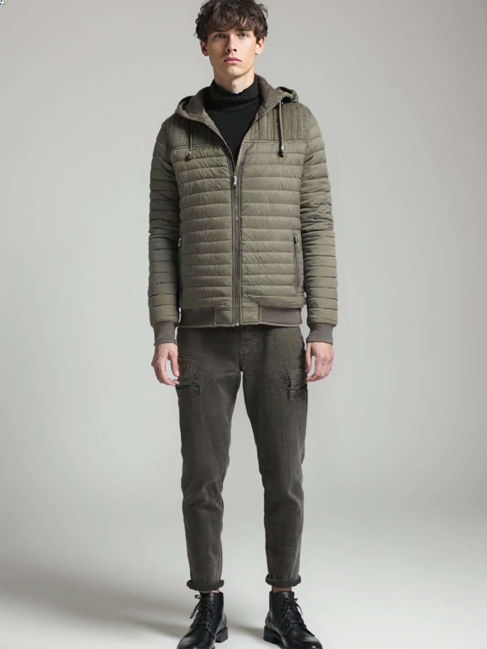 Men’s Foam Padded Jacket MPJ250714 – 50D Polyester Shell, Fur Lining, 210T Sleeve Lining, 180g Synthetic Cotton