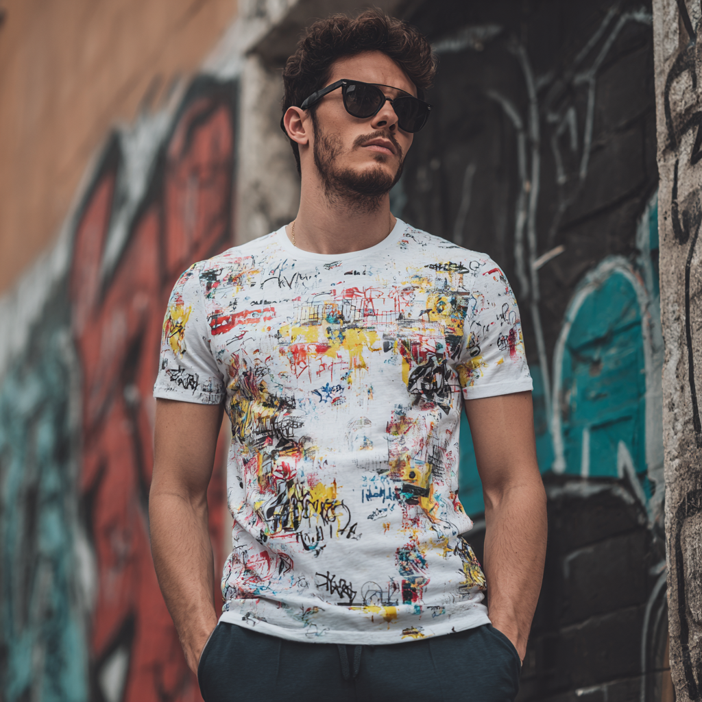 STS251229 100% Polyester 180GSM Adult T-shirt with Graffiti print