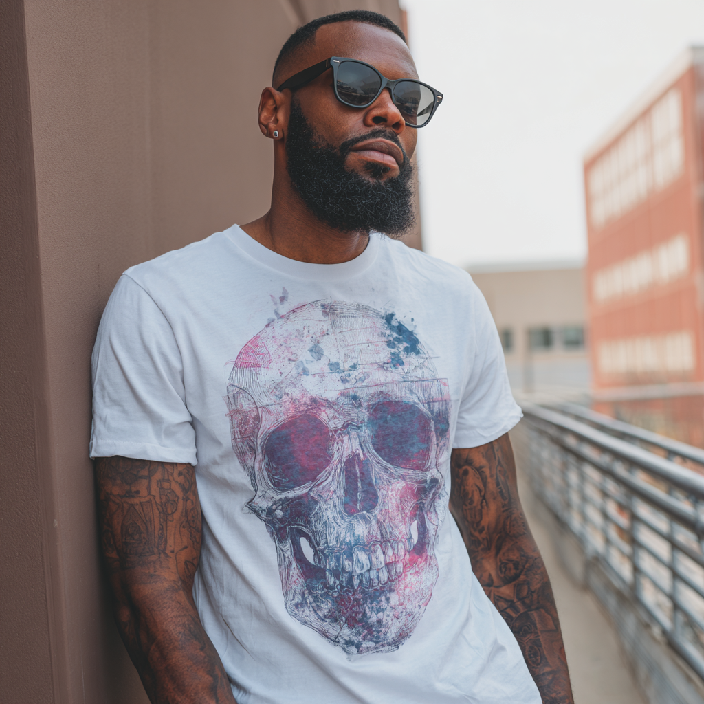 STS251254 100% Polyester 180GSM Adult T-shirt with Pirates & Skull print