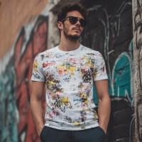 STS251229 100% Polyester 180GSM Adult T-shirt with Graffiti print