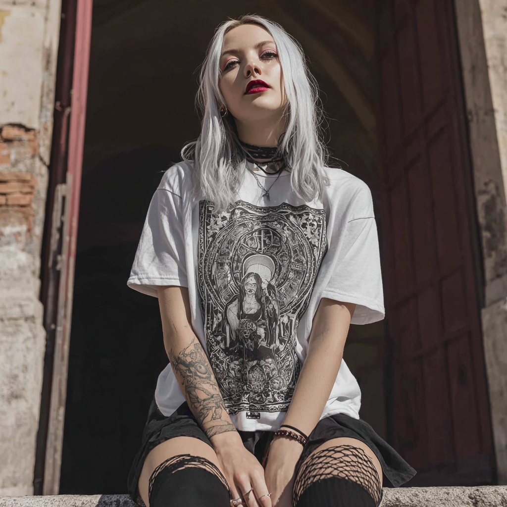 STS260145 100% Polyester 180GSM Adult T-shirt with Digital Black & White Print