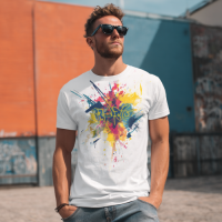 STS251218 100% Polyester 180GSM Adult T-shirt with Graffiti print