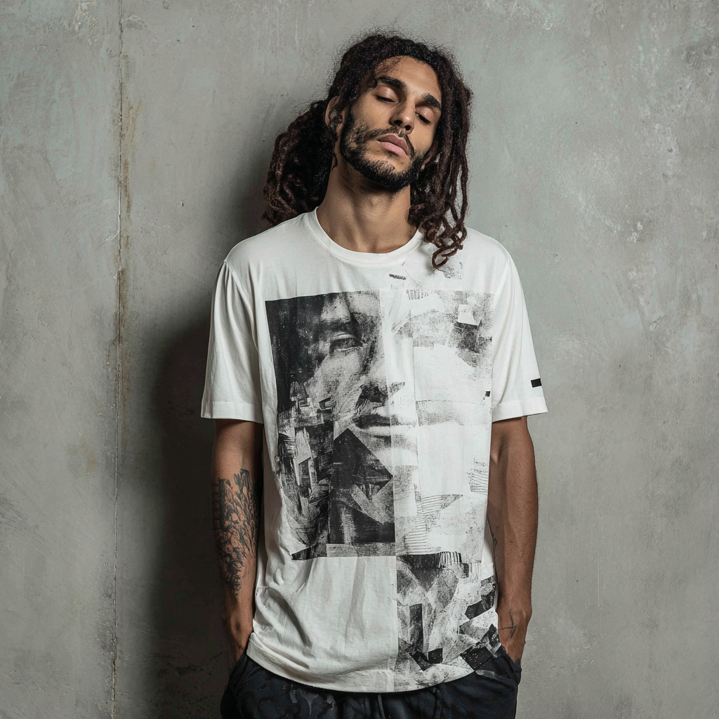 STS260149 100% Polyester 180GSM Adult T-shirt with Digital Black & White Print