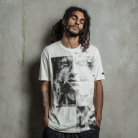 STS260149 100% Polyester 180GSM Adult T-shirt with Digital Black & White Print