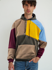 HOD250403 Mens 100% Polyester Multi Color-patch-up Hoodie