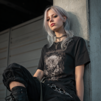 STS251205 100% Polyester 180GSM Adult T-shirt with Gothic Style print