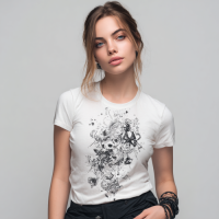 STS260164 100% Polyester 180GSM Adult T-shirt with Black & White Bold Print