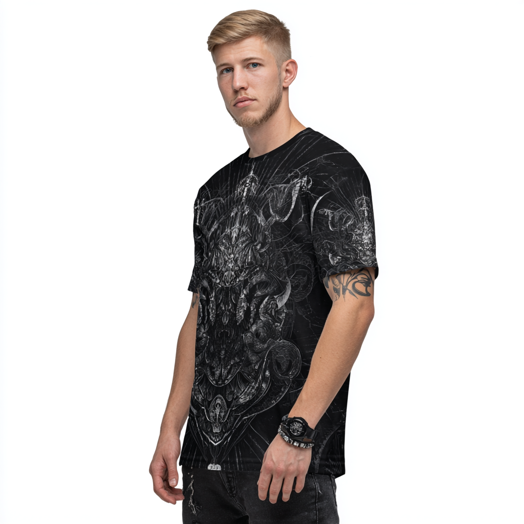 STS260118 100% Polyester 180GSM Adult T-shirt with Digital Black & White Print