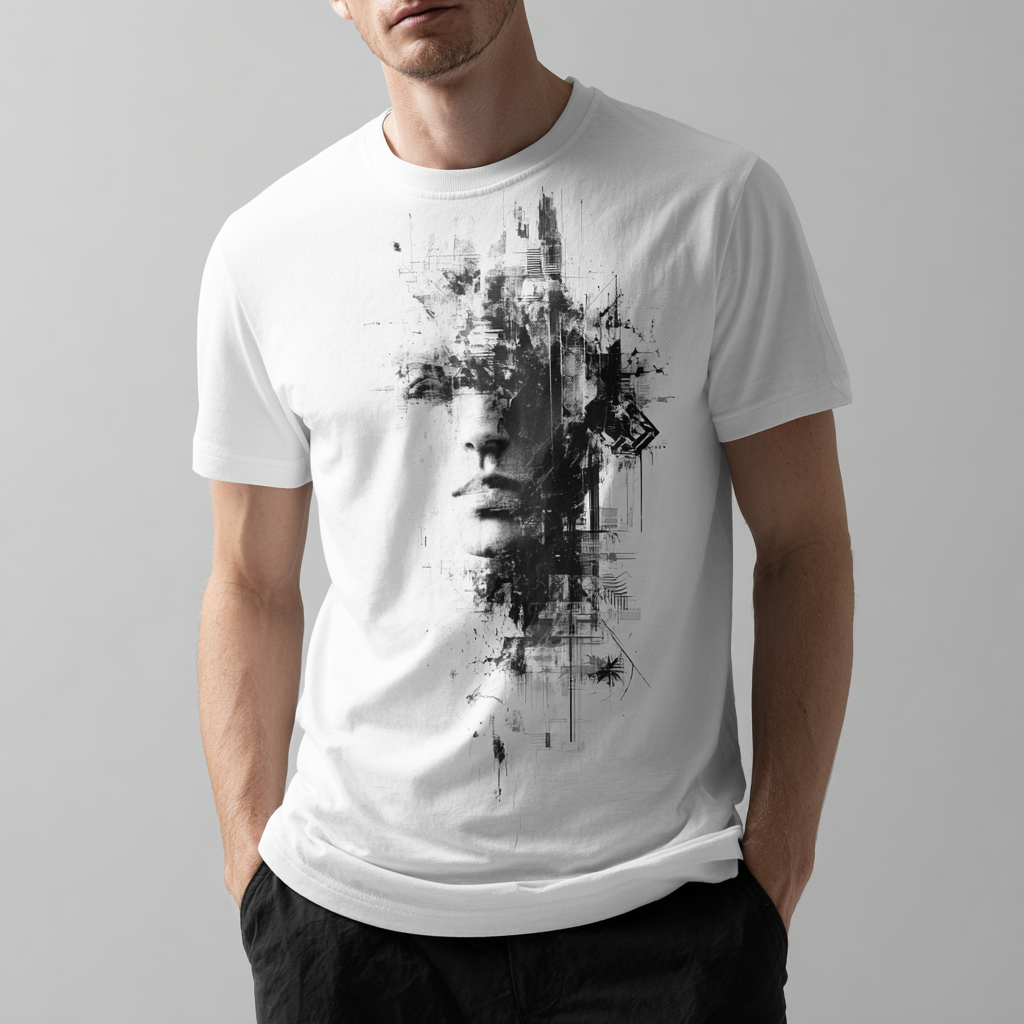 STS260157 100% Polyester 180GSM Adult T-shirt with Digital Black & White Print
