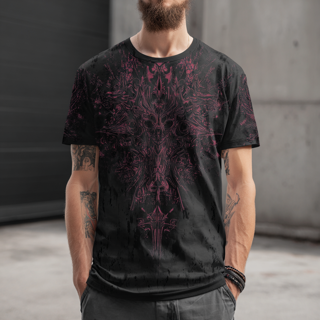 STS251213 100% Polyester 180GSM Adult T-shirt with Gothic Style print