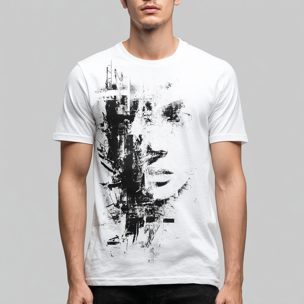 STS260151 100% Polyester 180GSM Adult T-shirt with Digital Black & White Print