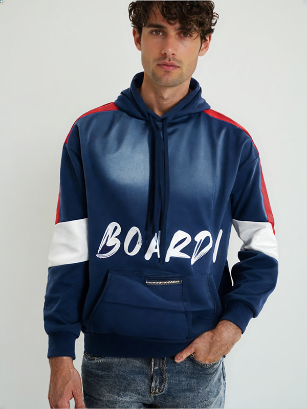 HOD250405 100% Polyester Fleece Mens Hoodie with Bold solid print on Front