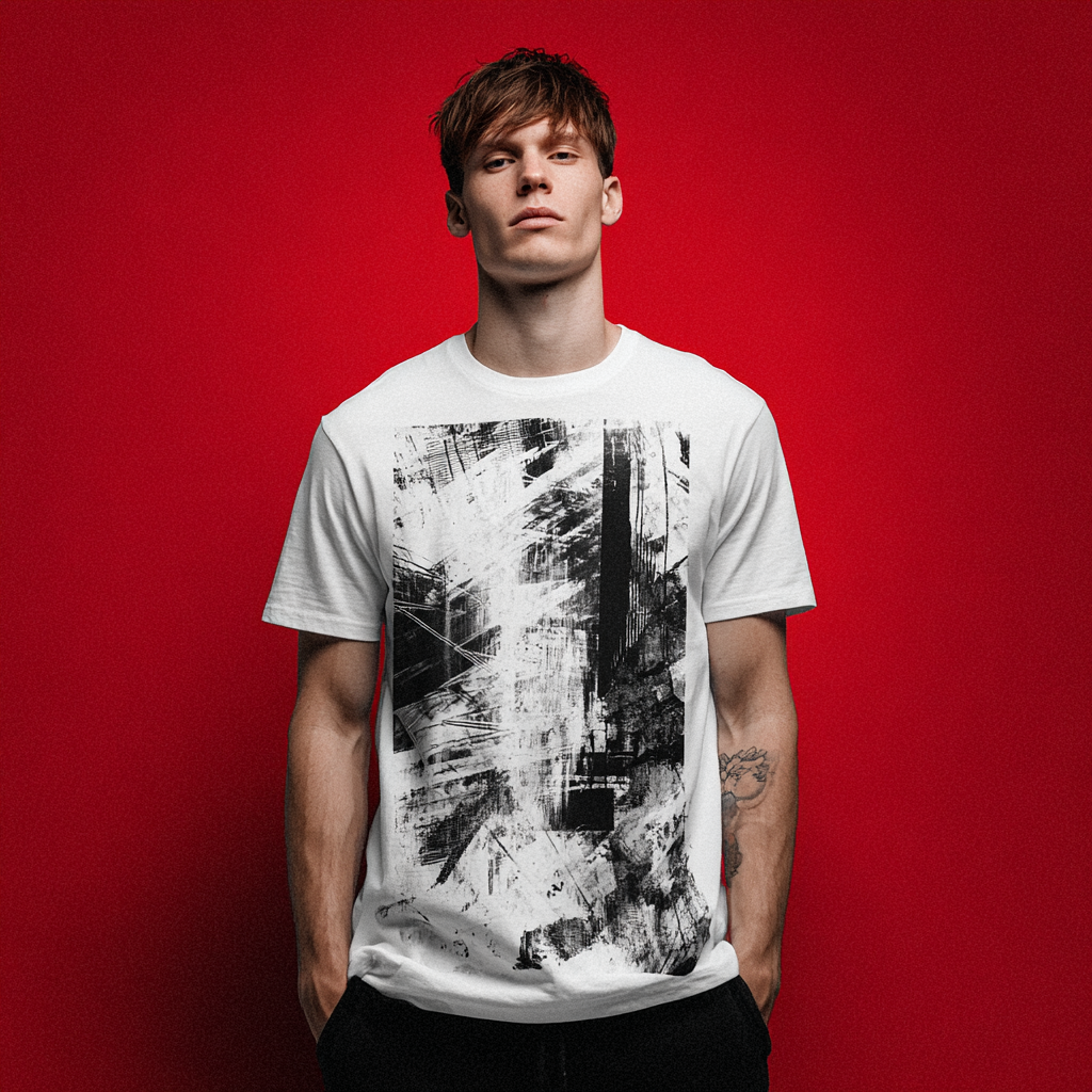 STS260148 100% Polyester 180GSM Adult T-shirt with Digital Black & White Print