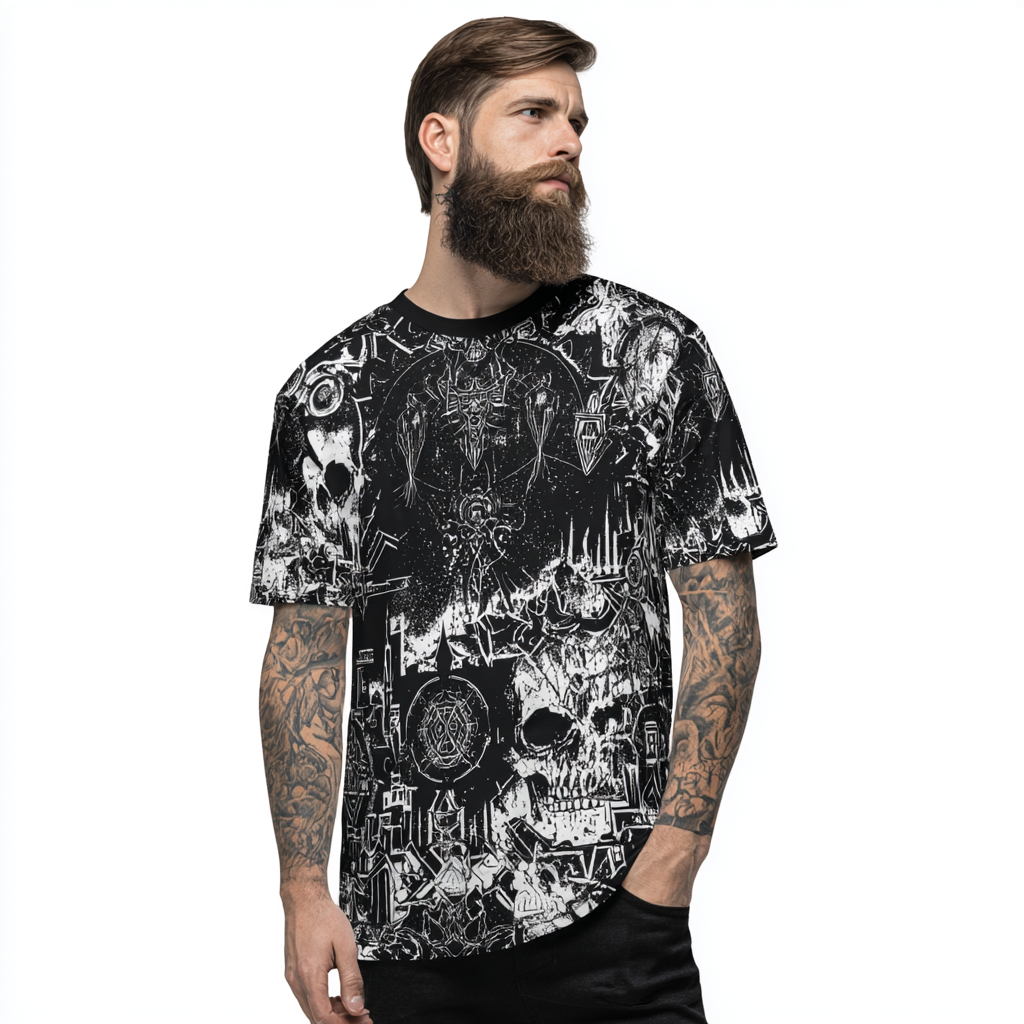 STS260116 100% Polyester 180GSM Adult T-shirt with Digital Black & White Print