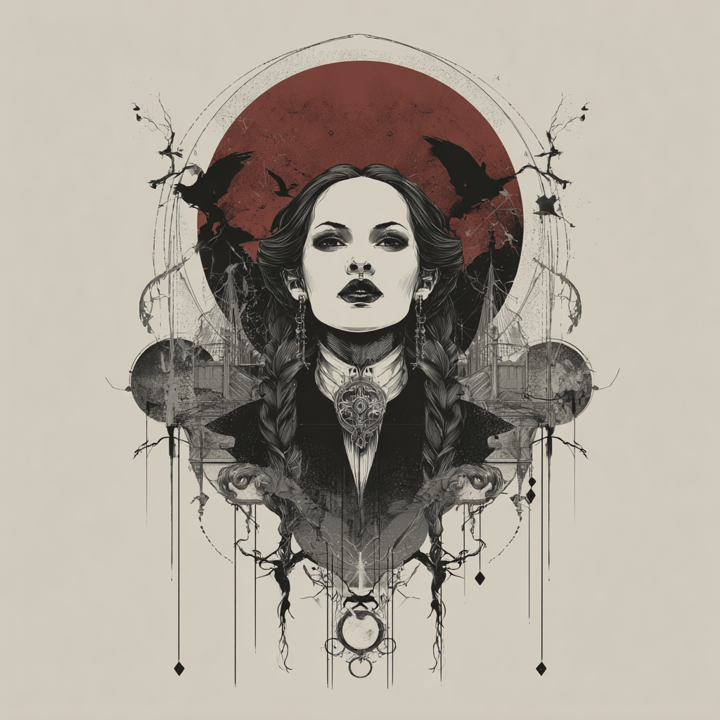 STS251211 100% Polyester 180GSM Adult T-shirt with Gothic Style print