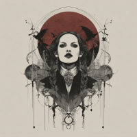 STS251211 100% Polyester 180GSM Adult T-shirt with Gothic Style print