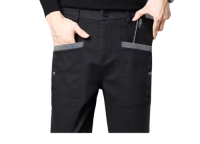 MPT250402 Mens 100% Cotton Casual Pants with contrast pocket highlight