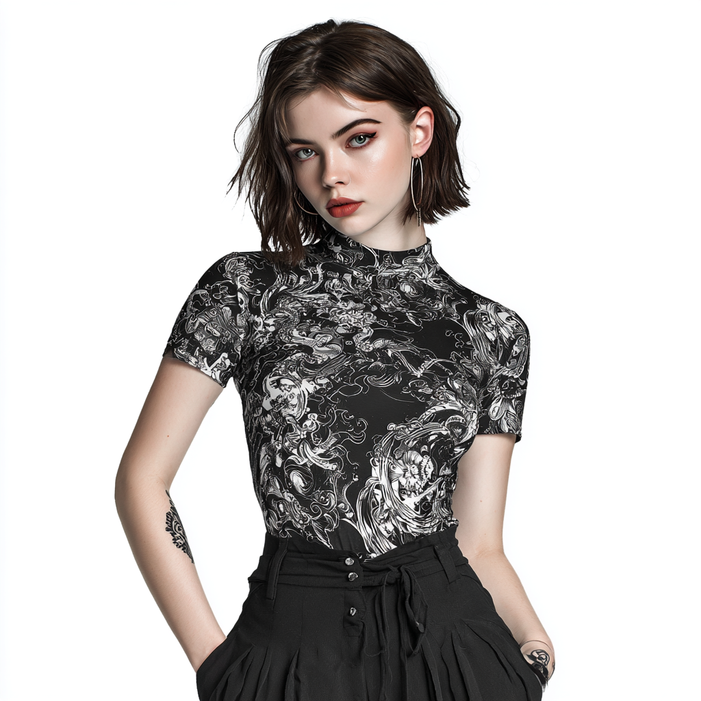 STS260111 100% Polyester 180GSM Adult T-shirt with Digital Black & White Print